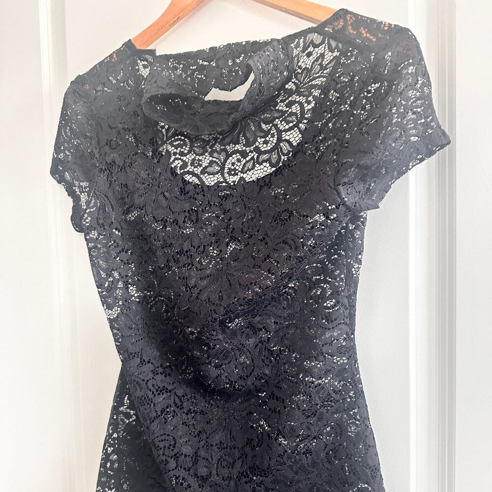 Express Lace Sheer Black Top Size Medium
